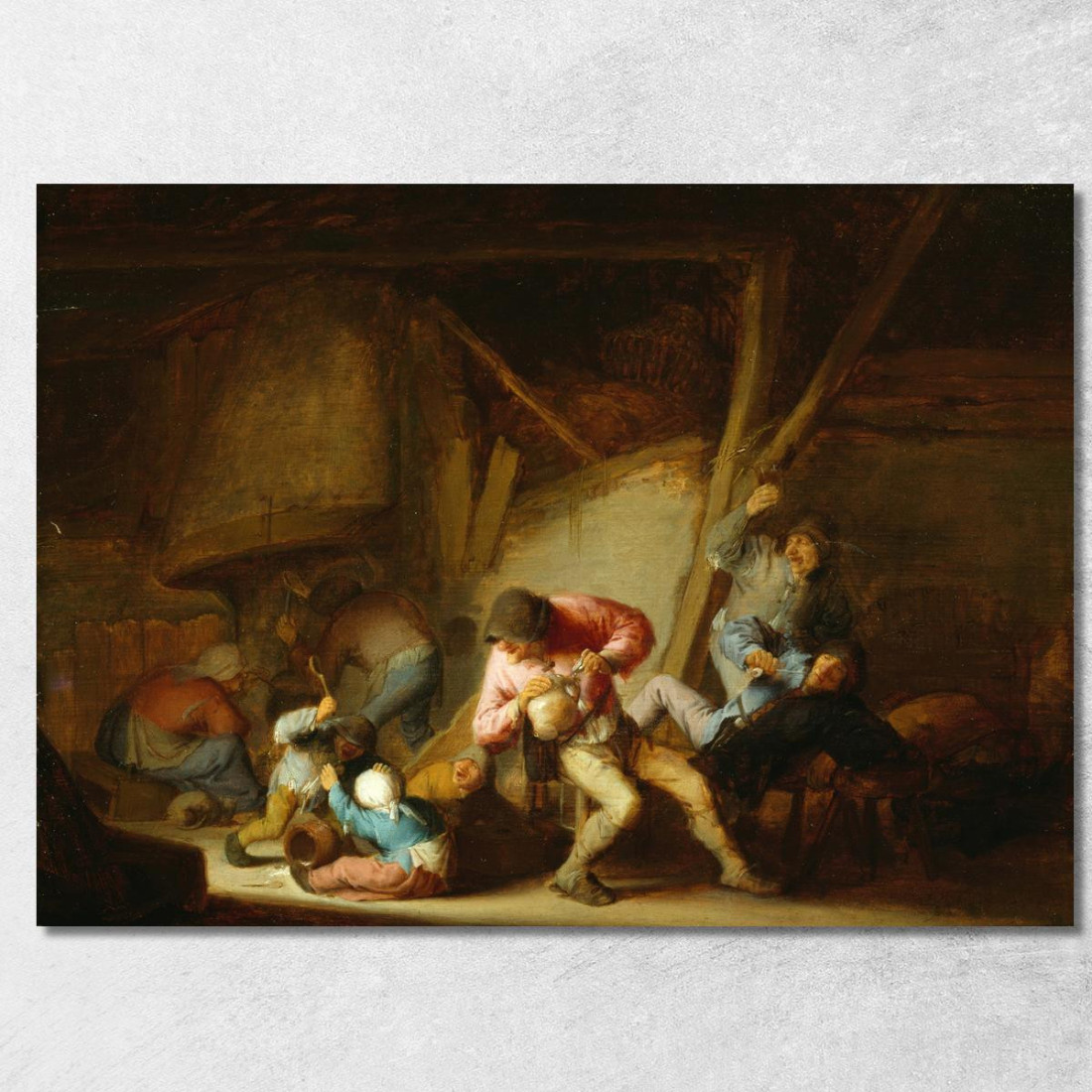 Interno Con Figure Che Bevono E Bambini Che Piangono Adriaen van Ostade avo27 quadro stampato su tela Interno Con Figure Che Bevono E Bambini Che Piangono Adriaen van Ostade avo27 quadro stampato su tela