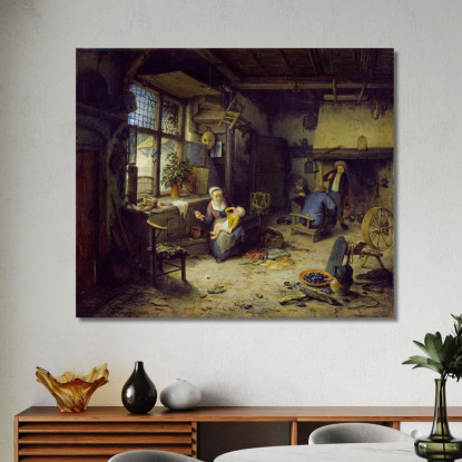 Interno Con Contadini Adriaen van Ostade avo28 quadro stampato su tela