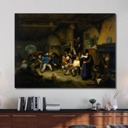 Contadini Che Danzano In Una Taverna Adriaen van Ostade avo37 quadro stampato su tela