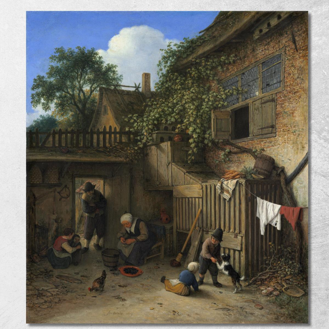 Il Cortile Del Cottage Adriaen van Ostade avo51 quadro stampato su tela Il Cortile Del Cottage Adriaen van Ostade avo51 quadro stampato su tela