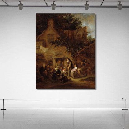 L'Organettista Fuori Da Un Cottage Adriaen van Ostade avo55 quadro stampato su tela
