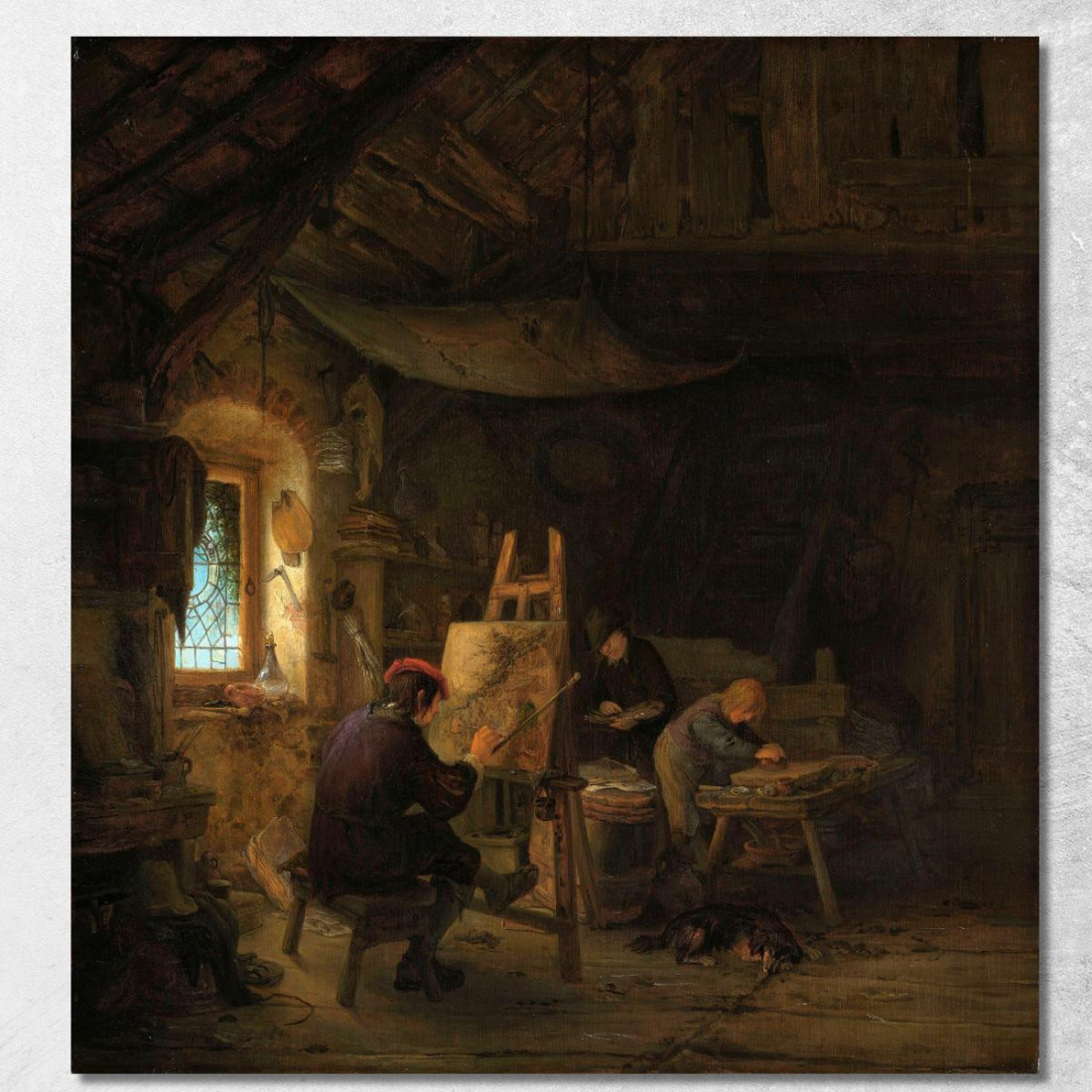 Lo Studio Del Pittore Adriaen van Ostade avo56 quadro stampato su tela Lo Studio Del Pittore Adriaen van Ostade avo56 quadro stampato su tela