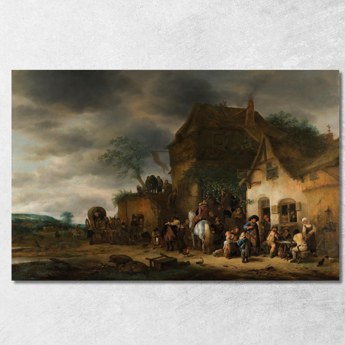 Viaggiatori Fermati In Una Locanda Di Campagna Adriaen van Ostade avo63 quadro stampato su tela Viaggiatori Fermati In Una Locanda Di Campagna Adriaen van Ostade avo63 quadro stampato su tela