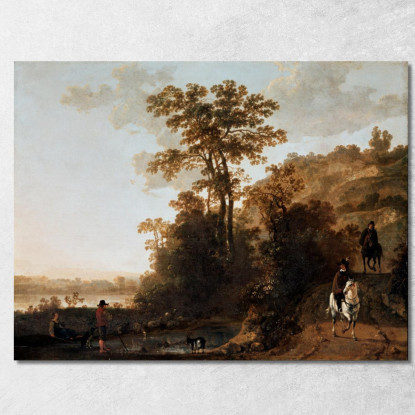 Una Cavalcata Serale Vicino A Un Fiume Aelbert Cuyp acu6 quadro stampato su tela