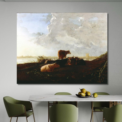 Bestiame Vicino A Un Fiume 2 Aelbert Cuyp acu9 quadro stampato su tela