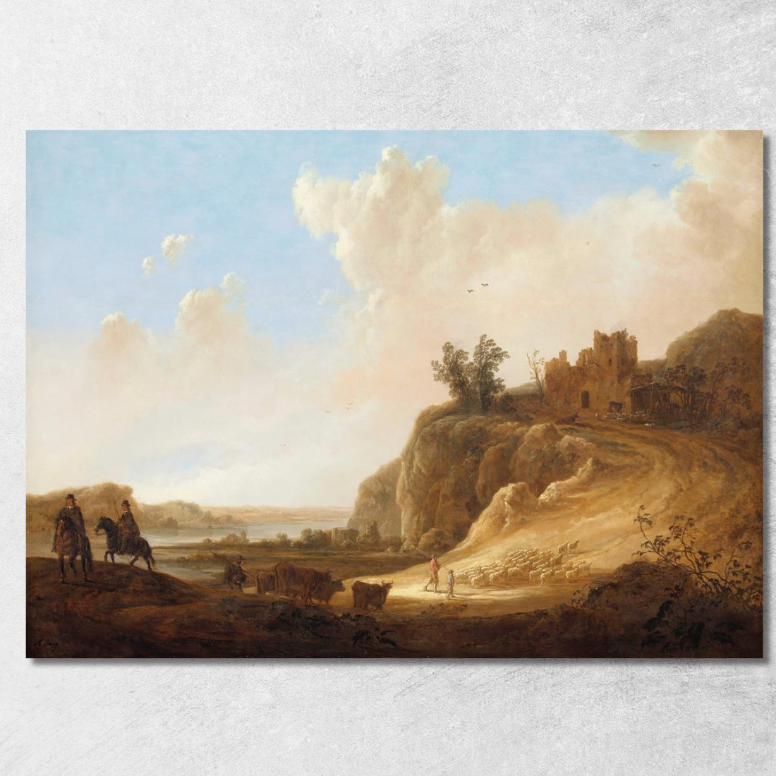 Paesaggio Montuoso Con Le Rovine Di Un Castello Aelbert Cuyp acu30 quadro stampato su tela Paesaggio Montuoso Con Le Rovine Di Un Castello Aelbert Cuyp acu30 quadro stampato su tela