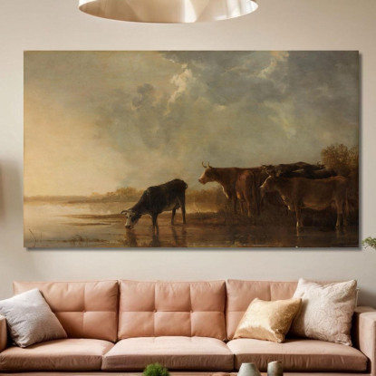 Paesaggio Fluviale Con Mucche Aelbert Cuyp acu38 quadro stampato su tela
