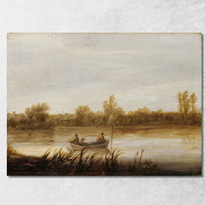 Paesaggio Fluviale Con Pescatori In Una Barca Aelbert Cuyp acu39 quadro stampato su tela