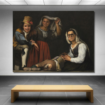 Quattro Figure Su Un Gradino Bartolomé Estebán Murillo bem9 quadro stampato su tela