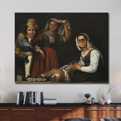 Quattro Figure Su Un Gradino Bartolomé Estebán Murillo bem9 quadro stampato su tela