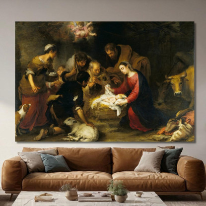 Adorazione Dei Pastori Bartolomé Estebán Murillo bem24 quadro stampato su tela