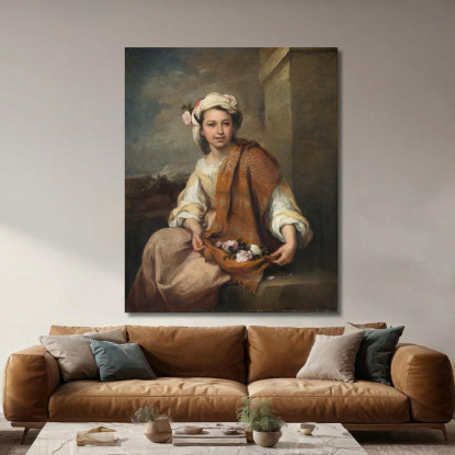 La Ragazza Dei Fiori Bartolomé Estebán Murillo bem32 quadro stampato su tela