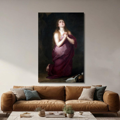 Maddalena Penitente Bartolomé Estebán Murillo bem41 quadro stampato su tela