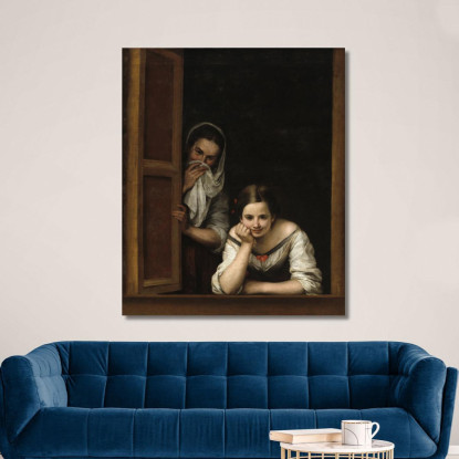 Due Donne Alla Finestra Bartolomé Estebán Murillo bem55 quadro stampato su tela