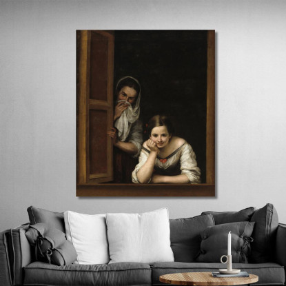 Due Donne Alla Finestra Bartolomé Estebán Murillo bem55 quadro stampato su tela