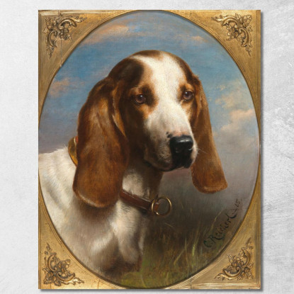 Un Cane Da Caccia Carl Reichert crc4 quadro stampato su tela