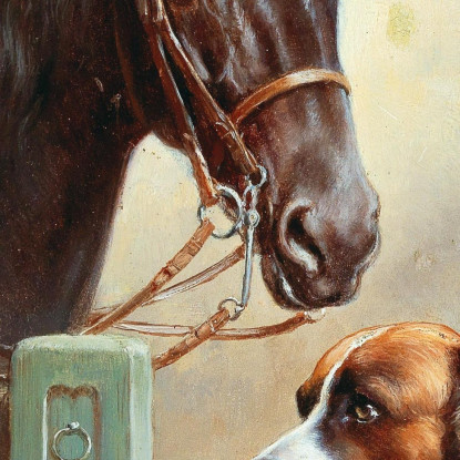 Amici: Un Baio E Un San Bernardo In Una Stalla Carl Reichert crc26 quadro stampato su tela
