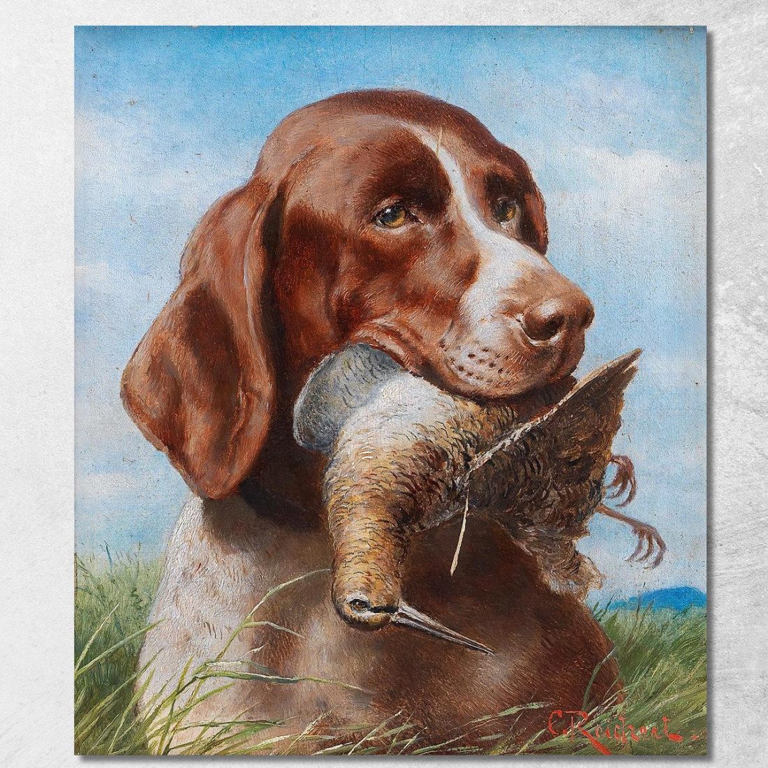 Cane Da Caccia Con Beccaccia Carl Reichert crc29 quadro stampato su tela Cane Da Caccia Con Beccaccia Carl Reichert crc29 quadro stampato su tela