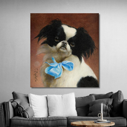 Japanese Chin Carl Reichert crc35 quadro stampato su tela