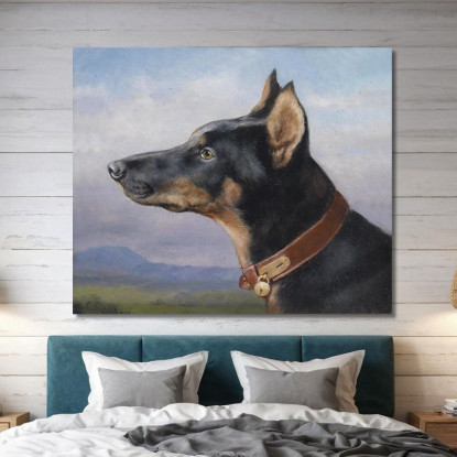 Ritratto Di Un Dobermann Carl Reichert crc44 quadro stampato su tela