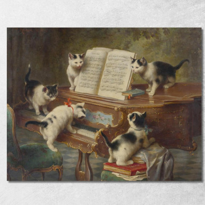 Il Recital Dei Gattini Carl Reichert crc52 quadro stampato su tela