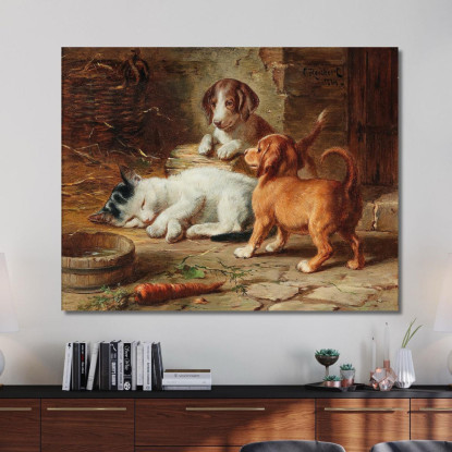 I Cuccioli Sono Svegli Carl Reichert crc54 quadro stampato su tela