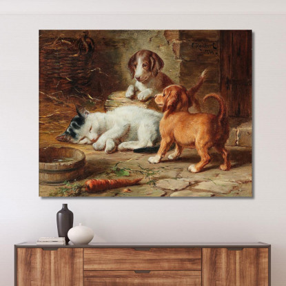 I Cuccioli Sono Svegli Carl Reichert crc54 quadro stampato su tela
