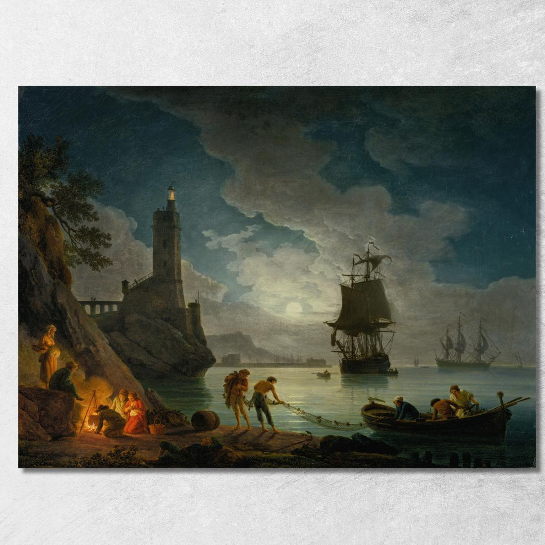 Un Porto Al Chiaro Di Luna Claude-Joseph Vernet cjv4 quadro stampato su tela Un Porto Al Chiaro Di Luna Claude-Joseph Vernet cjv4 quadro stampato su tela