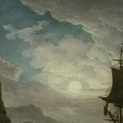 Un Porto Al Chiaro Di Luna Claude-Joseph Vernet cjv4 quadro stampato su tela