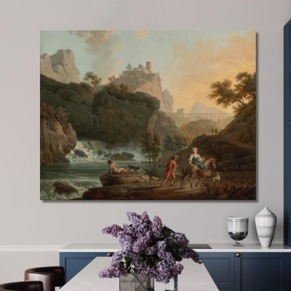 Un Paesaggio Roccioso Con Un Pescatore E Viaggiatori Claude-Joseph Vernet cjv7 quadro stampato su tela