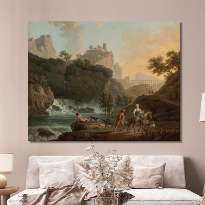 Un Paesaggio Roccioso Con Un Pescatore E Viaggiatori Claude-Joseph Vernet cjv7 quadro stampato su tela