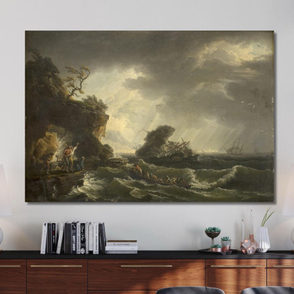 Un Naufragio 2 Claude-Joseph Vernet cjv8 quadro stampato su tela