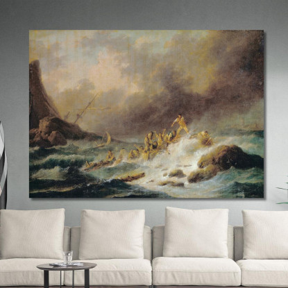 Un Naufragio Claude-Joseph Vernet cjv10 quadro stampato su tela