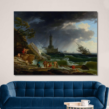Una Tempesta Su Una Costa Mediterranea Claude-Joseph Vernet cjv12 quadro stampato su tela