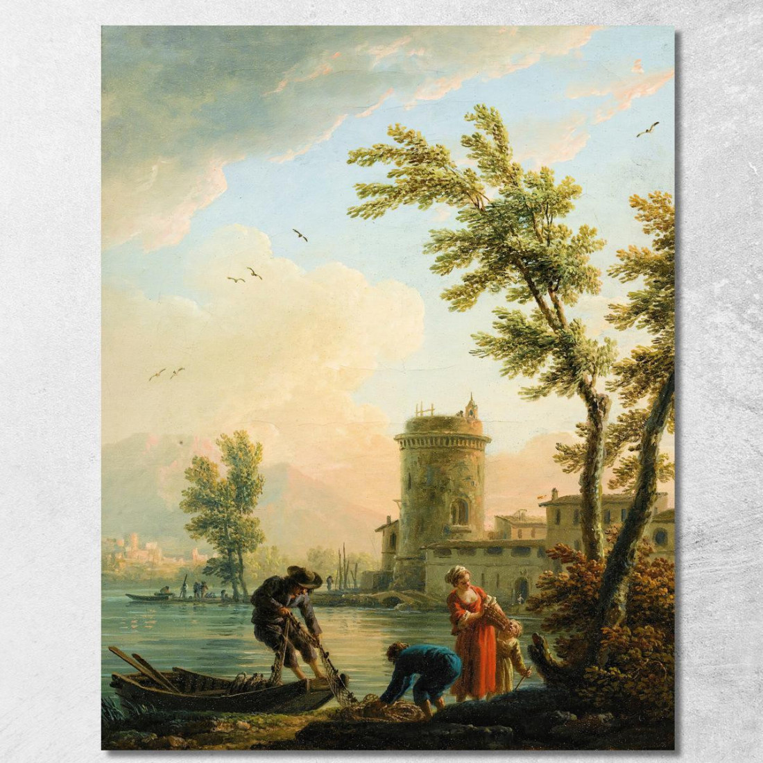 Pescatori All'Alba Claude-Joseph Vernet cjv15 quadro stampato su tela Pescatori All'Alba Claude-Joseph Vernet cjv15 quadro stampato su tela