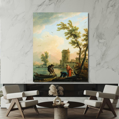 Pescatori All'Alba Claude-Joseph Vernet cjv15 quadro stampato su tela