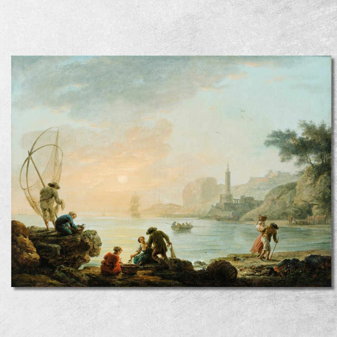 Pescatori All'Alba Claude-Joseph Vernet cjv16 quadro stampato su tela Pescatori All'Alba Claude-Joseph Vernet cjv16 quadro stampato su tela