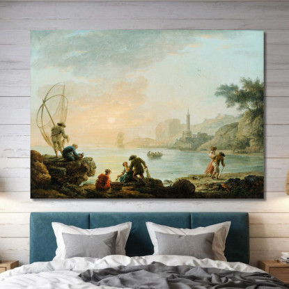Pescatori All'Alba Claude-Joseph Vernet cjv16 quadro stampato su tela