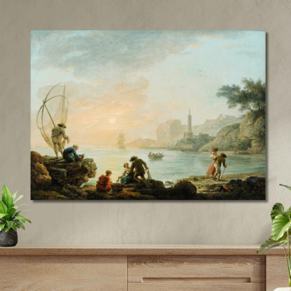Pescatori All'Alba Claude-Joseph Vernet cjv16 quadro stampato su tela