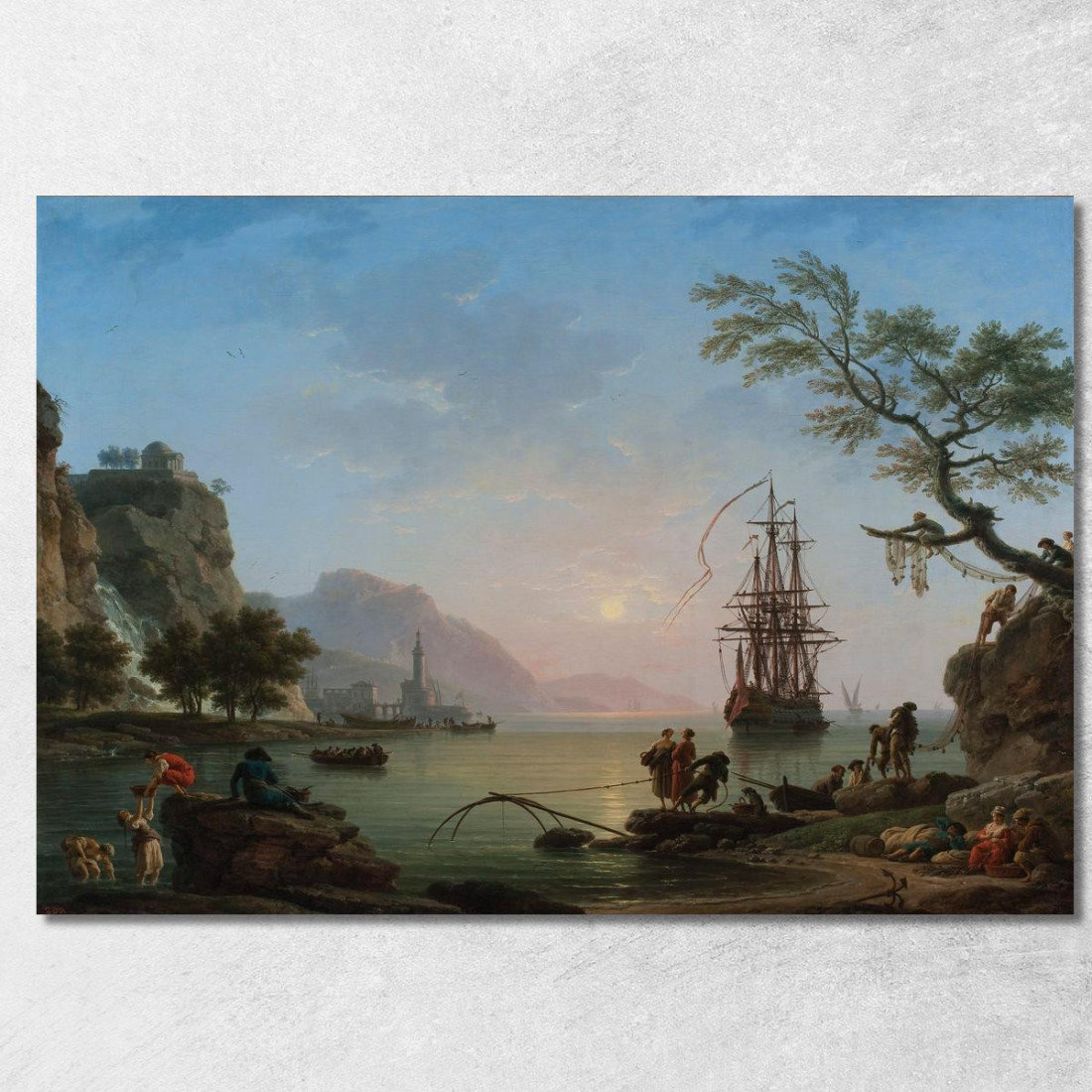 Porto Di Pesca All'Alba Claude-Joseph Vernet cjv17 quadro stampato su tela Porto Di Pesca All'Alba Claude-Joseph Vernet cjv17 quadro stampato su tela