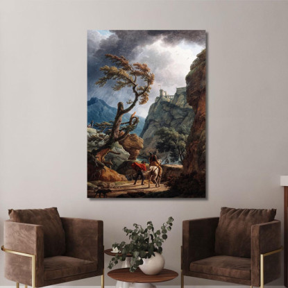 Soldati In Una Gola Di Montagna Con Una Tempesta Claude-Joseph Vernet cjv25 quadro stampato su tela