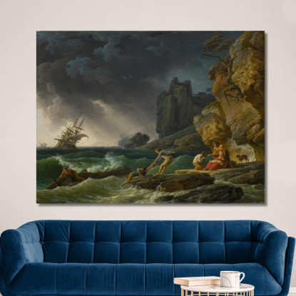 Mare In Tempesta Con Naufraghi Claude-Joseph Vernet cjv27 quadro stampato su tela