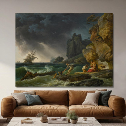 Mare In Tempesta Con Naufraghi Claude-Joseph Vernet cjv27 quadro stampato su tela