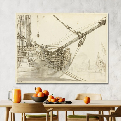 Studio Della Prua Di Una Nave Da Guerra Con Navi Britanniche E Il Porto Di Napoli Sullo Sfondo Claude-Joseph Vernet cjv28 quadr
