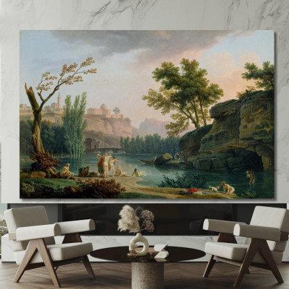 Paesaggio Di Una Sera D'Estate In Italia Claude-Joseph Vernet cjv29 quadro stampato su tela