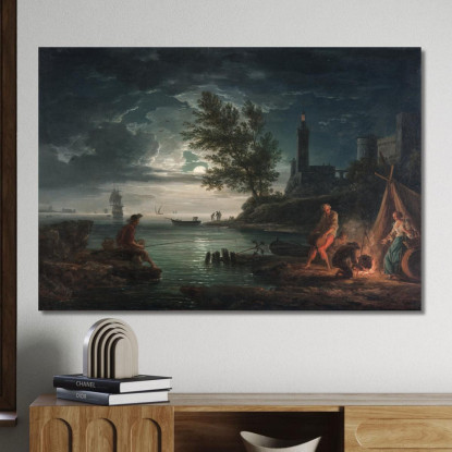 Le Quattro Ore Del Giorno - Notte Claude-Joseph Vernet cjv35 quadro stampato su tela