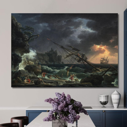 Il Naufragio Claude-Joseph Vernet cjv37 quadro stampato su tela