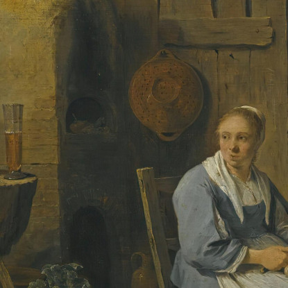 Interno Di Un Fienile Con Una Domestica Che Prepara Le Verdure David Teniers The Younger dty1 quadro stampato su tela