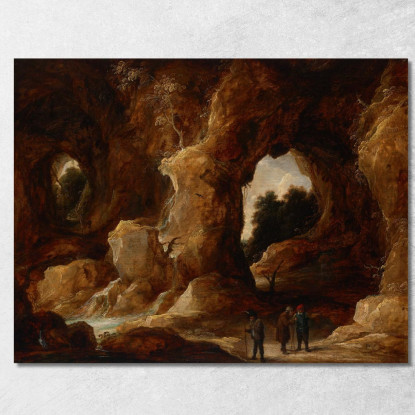 Una Grotta Con Figure Un Cervo E Una Cicogna David Teniers The Younger dty4 quadro stampato su tela