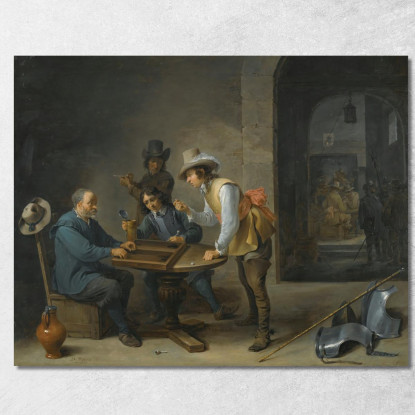 Scena In Una Stanza Della Guardia Con Giocatori Di Tric-Trac In Primo Piano David Teniers The Younger dty7 quadro stampato su t